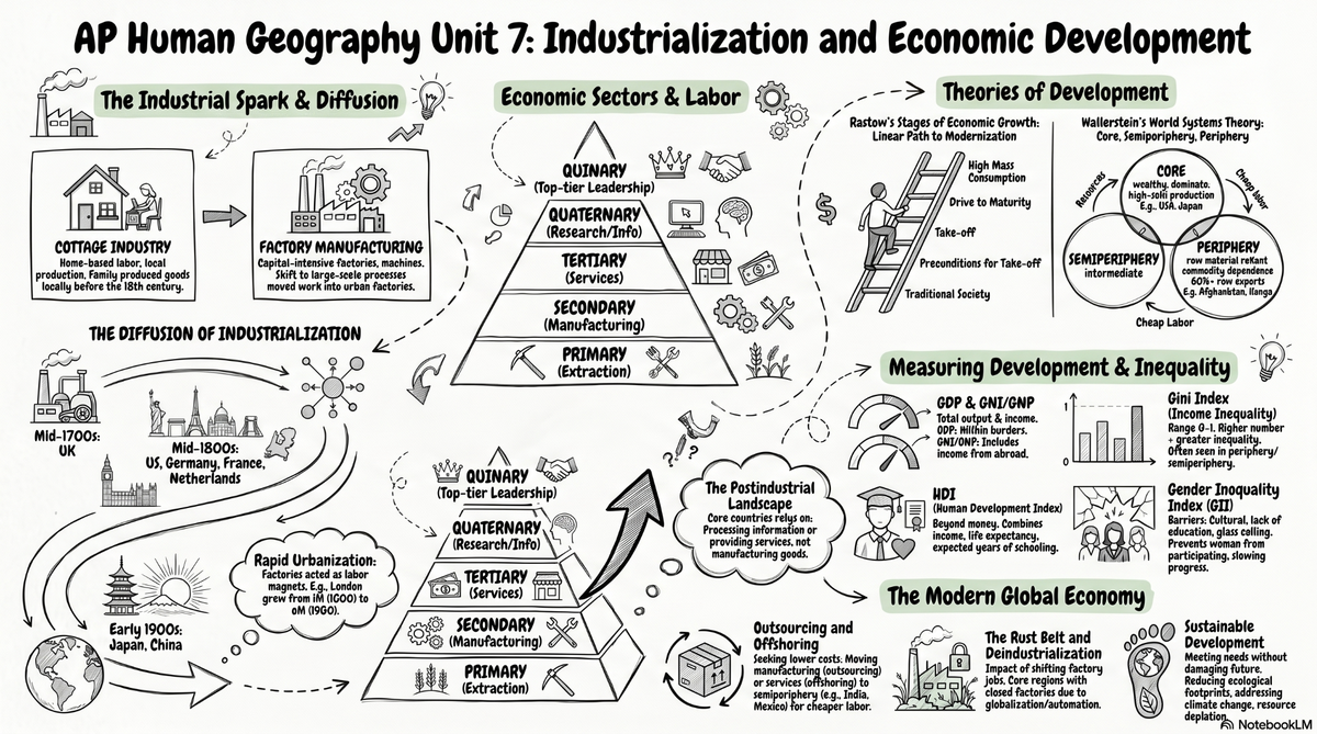 Unit 7: Industrial & Economic Development Patterns and Processes infographic