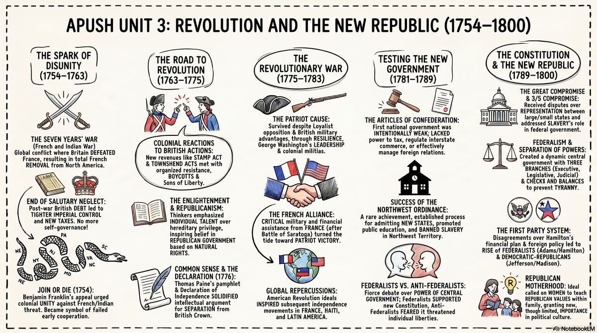 Unit 3: Period 3: Revolution & the New Nation (1754–1800) infographic