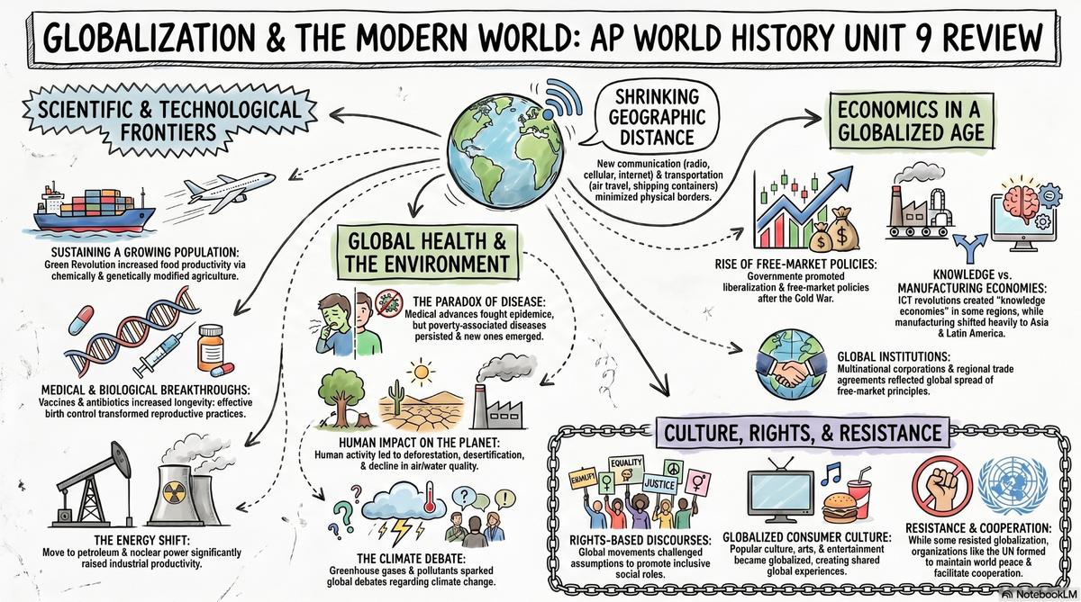 Globalization infographic — modern world connections